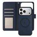 Custodia a portafoglio rimovibile per iPhone 17 Pro Max con MagSafe, protezione RFID e tracolla - marrone / blu