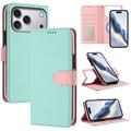 Custodia a portafoglio rimovibile per iPhone 17 Pro Max/18 Pro Max con MagSafe, protezione RFID e tracolla - Menta / Rosa