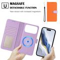 Custodia a portafoglio rimovibile per iPhone 17 Pro Max con MagSafe, protezione RFID e tracolla - Arancione / Viola