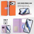 Custodia a portafoglio rimovibile per iPhone 17 Pro Max con MagSafe, protezione RFID e tracolla - Arancione / Viola