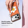 Custodia per iPhone 17 Pro Max Dux Ducis Luvy con anello per le dita e cinturino per la mano - Arancione / Margherita