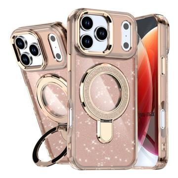 Custodia ibrida iPhone 17 Pro Max Glitter con Kickstand - Compatibile con MagSafe - Oro del deserto