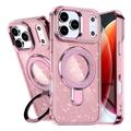 Custodia ibrida iPhone 17 Pro Max Glitter con supporto - Compatibile con MagSafe - Rosa