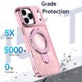 Custodia ibrida iPhone 17 Pro Max Glitter con supporto - Compatibile con MagSafe - Rosa