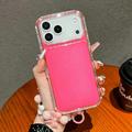 iPhone 17 Pro Max Glitter Custodia ibrida antiurto con cinturino da polso - Rosa Neon