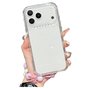 Custodia ibrida antiurto per iPhone 17 Pro Max Glitter con cinturino da polso