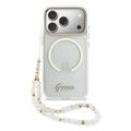 Custodia con cinturino iPhone 17 Pro Max Guess IML Glitter Script - Compatibile con MagSafe - Trasparente