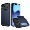 Custodia ibrida con slot per carte scorrevole per iPhone 17 Pro Max - Blu Scuro