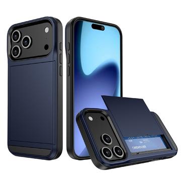 Custodia ibrida con slot per carte scorrevole per iPhone 17 Pro Max - Blu Scuro