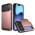 Custodia ibrida con slot per carte scorrevole per iPhone 17 Pro Max - Rosa Oro