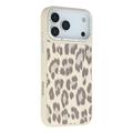 Custodia ibrida magnetica per iPhone 17 Pro Max Jaucase con stampa leopardo - Bianca