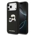 Custodia MagSafe in silicone liquido per iPhone 17 Pro Max Karl Lagerfeld Double Heads - Nera