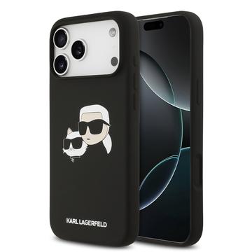 Custodia MagSafe in silicone liquido per iPhone 17 Pro Max Karl Lagerfeld Double Heads - Nera