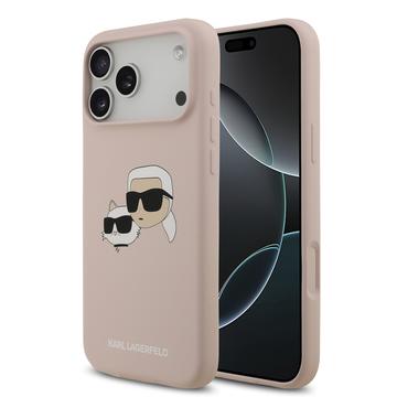 Custodia MagSafe in silicone liquido per iPhone 17 Pro Max Karl Lagerfeld Double Heads - Rosa