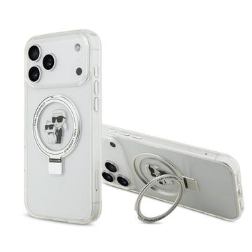 Custodia iPhone 17 Pro Max Karl Lagerfeld Ringstand Karl & Choupette Mag - Bianco