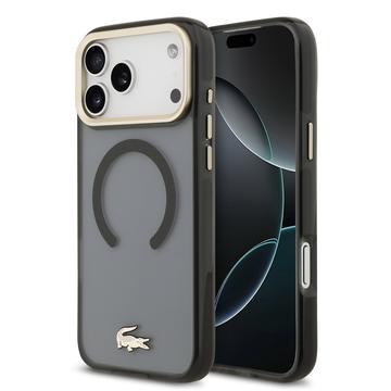 Custodia ibrida iPhone 17 Pro Max Lacoste Frosted Finish Gold Logo - Compatibile con MagSafe - Nera
