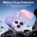 Custodia ibrida in marmo di lusso iPhone 17 Pro Max - Blu / Rosa