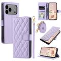 Custodia a portafoglio trapuntata lusso per iPhone 17 Pro Max - Viola