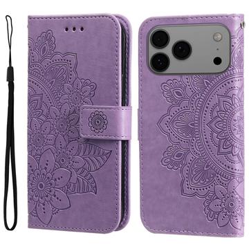 Custodia a portafoglio per iPhone 17 Pro Max serie Mandala - Viola