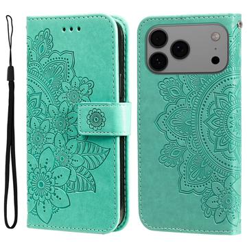 Custodia a portafoglio per iPhone 17 Pro Max serie Mandala - Verde