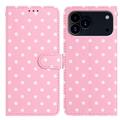 Custodia a portafoglio per iPhone 17 Pro Max con motivo a pois - Rosa
