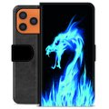 iPhone 17 Pro Max Custodia Portafoglio - Drago di Fuoco Blu