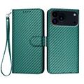 iPhone 17 Pro Max Custodia Premium a portafoglio con cinturino - Struttura in fibra di carbonio - Carbonio verde