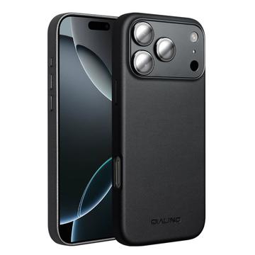QIALINO Custodia In Vera Pelle Per IPhone 12 Pro (6,1") - Cover Sottile Con Bordi Rialzati, Supporto Ricarica Wireless, Colore Cachi