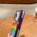 iPhone 17 Pro Max Custodia ibrida arcobaleno con decorazioni per fotocamera in strass - Viola