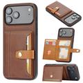 Custodia in Stile Retrò con Portafoglio per iPhone 17 Pro Max - Marrone