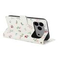 Custodia a portafoglio floreale rombica per iPhone 17 Pro Max - Rose