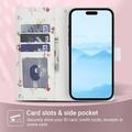 Custodia a portafoglio floreale rombica per iPhone 17 Pro Max - Rose