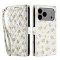 Custodia a portafoglio floreale rombica per iPhone 17 Pro Max/18 Pro Max