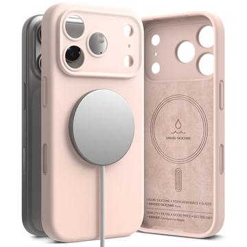 Custodia MagSafe in silicone liquido Ringke per iPhone 17 Pro Max - Sabbia rosa