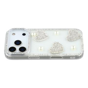 Custodia ibrida iPhone 17 Pro Max Amore scintillante e perla - Trasparente