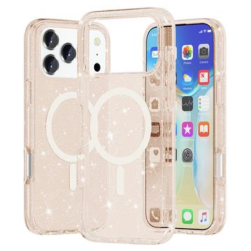 Custodia Ibrida Serie Stylish Glitter per iPhone 17 Pro Max - Compatibile con MagSafe - Color Oro