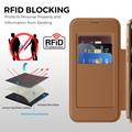 Custodia a libro magnetica elegante per iPhone 17 Pro Max con scomparti per carte RFID - Marrone