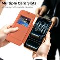 Custodia a libro magnetica elegante per iPhone 17 Pro Max con scomparti per carte RFID - Arancione