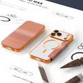 Custodia a libro magnetica elegante per iPhone 17 Pro Max con scomparti per carte RFID - Arancione