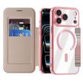 Custodia a libro magnetica elegante per iPhone 17 Pro Max con scomparti per carte RFID - Rosa