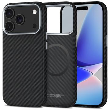 Custodia in plastica per iPhone 17 Pro Max Tech-Protect Ion Carbon - Compatibile con MagSafe - Nera / Argenta