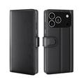 Custodia in pelle a portafoglio per iPhone 17 Pro Max con cavalletto - nera