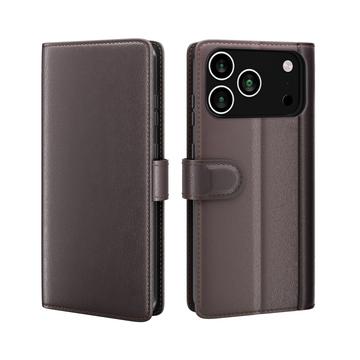 Custodia in pelle a portafoglio per iPhone 17 Pro Max con cavalletto - Marrone