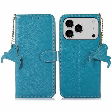Custodia a Portafoglio in Pelle con RFID per iPhone 17 Pro Max - Blu