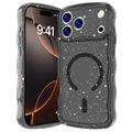 Custodia MagSafe per iPhone 17 Pro Max Wave-Edge Laser Glitter - Nero traslucido