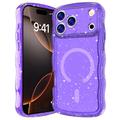 Custodia MagSafe per iPhone 17 Pro Max Wave-Edge Laser Glitter - Viola traslucido