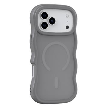 Custodia ibrida magnetica con bordo ondulato per iPhone 17 Pro Max - Grigia