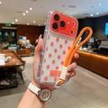 Custoida in PC / TPU per iPhone 17 Pro con pellicola per lenti e cinturino - Polka Dot - arancione