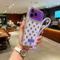 Custoida in PC / TPU per iPhone 17 Pro con pellicola per lenti e cinturino - Polka Dot - viola