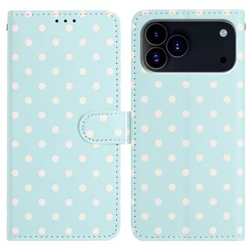Custodia a portafoglio per iPhone 17 Pro con motivo a pois - Blu